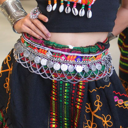 Beautiful Gamthi Look Waist-belt With Coins & Chains