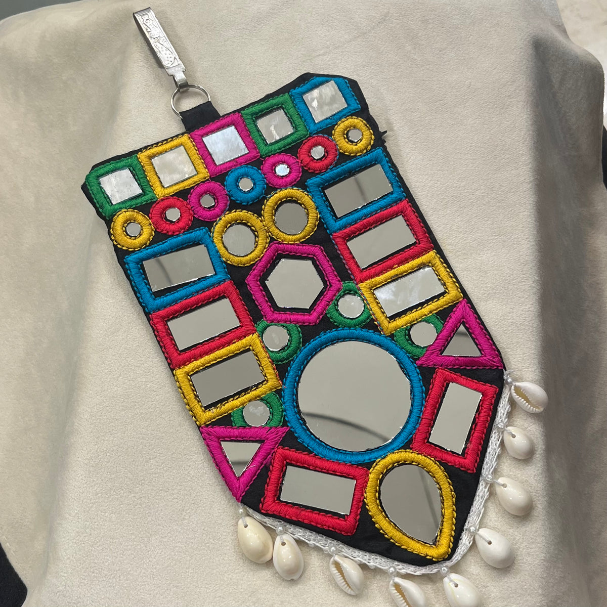 Multicolor Mirror Work Waist Purse