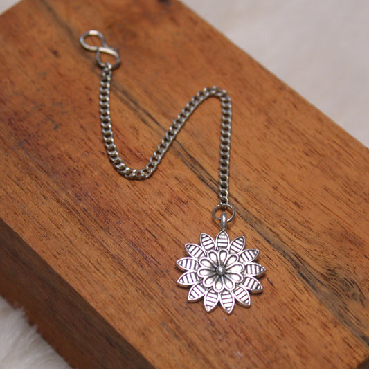 Cute Flower Design Oxidised Silver Tika