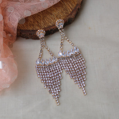 Golden Diamonds Embellished Long Earrings