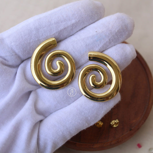 Golden Spiral Design Anti-Tarnish Earrings