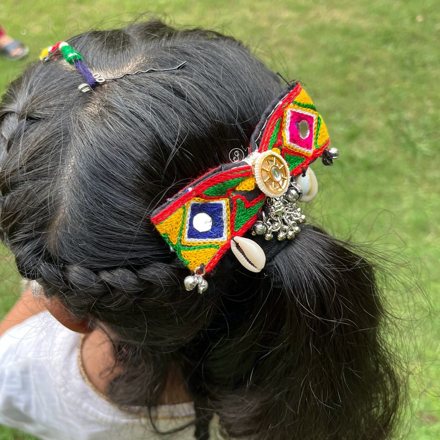 Colourful Kutch Embroidered Bow Hair Clip