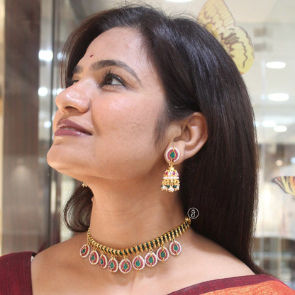 Royal Gold Plated Brass Choker Necklace Set