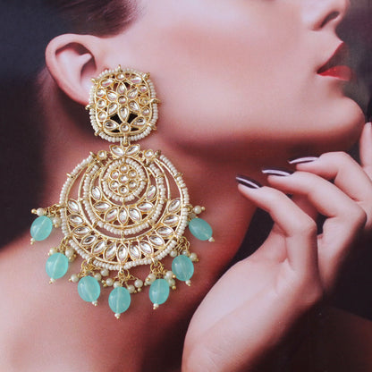 Pretty Aqua Blue Chandbali Earrings