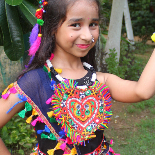 Kutch Embroidered Heart Shaped Necklace Set