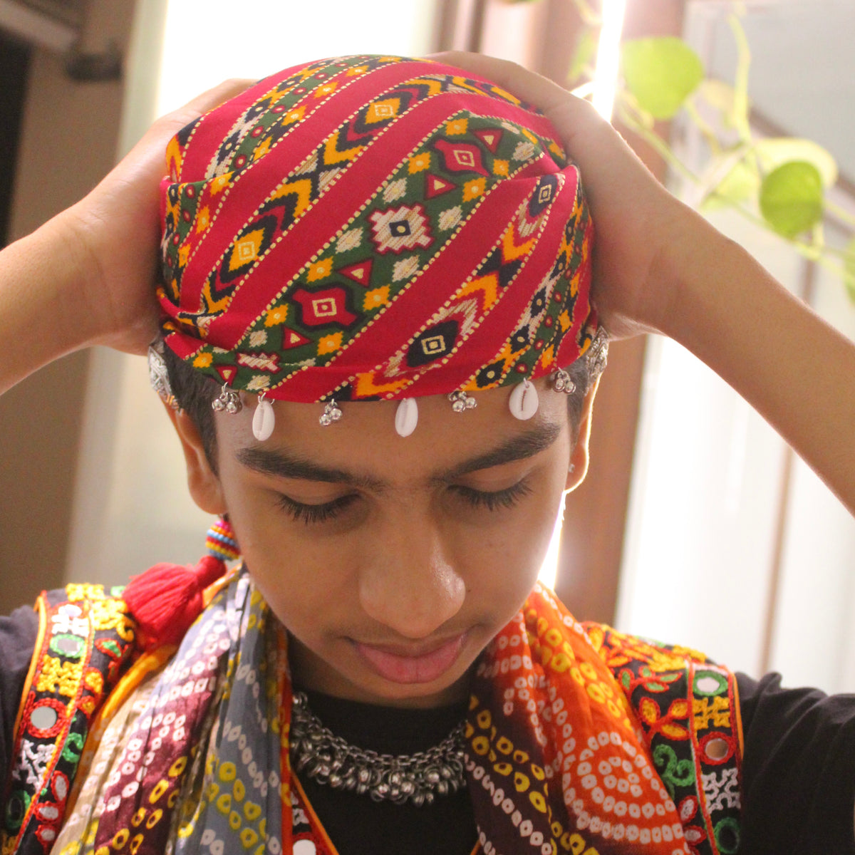 Red & Multicoloured Festive Kids Bandana