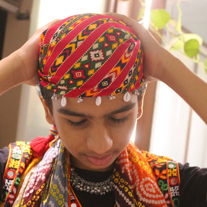 Red & Multicoloured Festive Kids Bandana