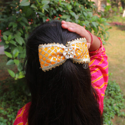 Orange Ethnic Hair Bow Buckle