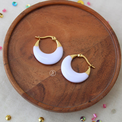 Pretty Anti-Tarnish White Hoops Earrings