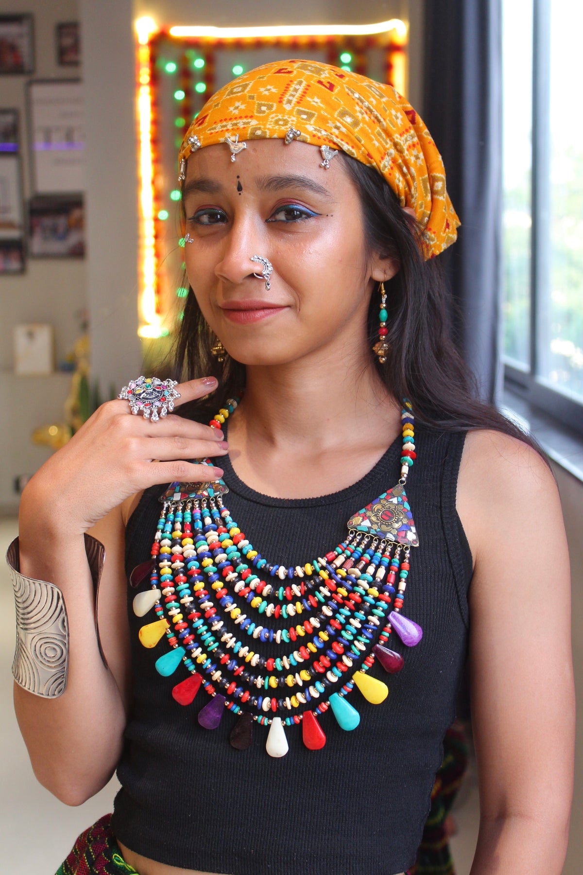 Multicolour Multilayer Beads Necklace Set