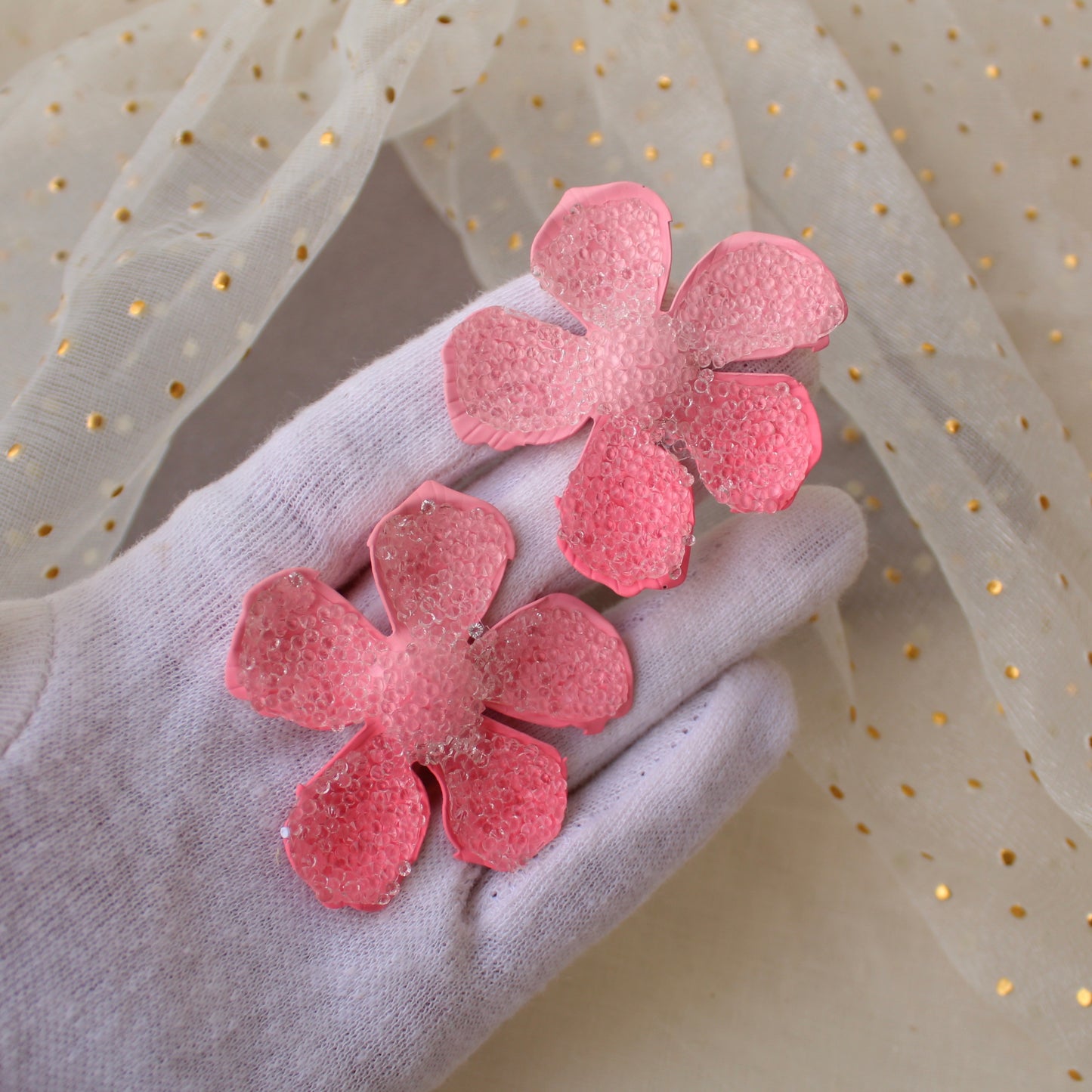 Pretty Pink Sugar Crust Floral Earrings