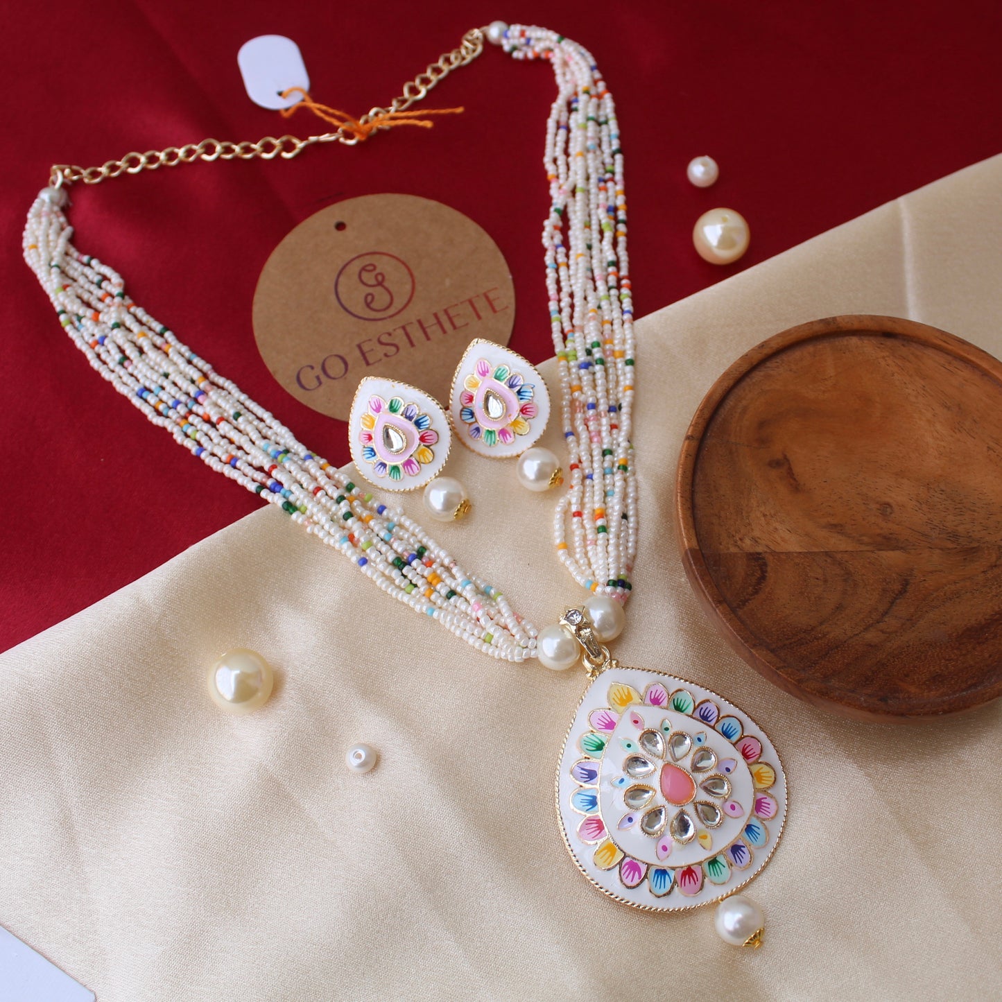 Wonderful White Meenakari Necklace Set