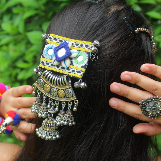 Classic Gamthi Patch Work Hair Brooch Hair-Clip