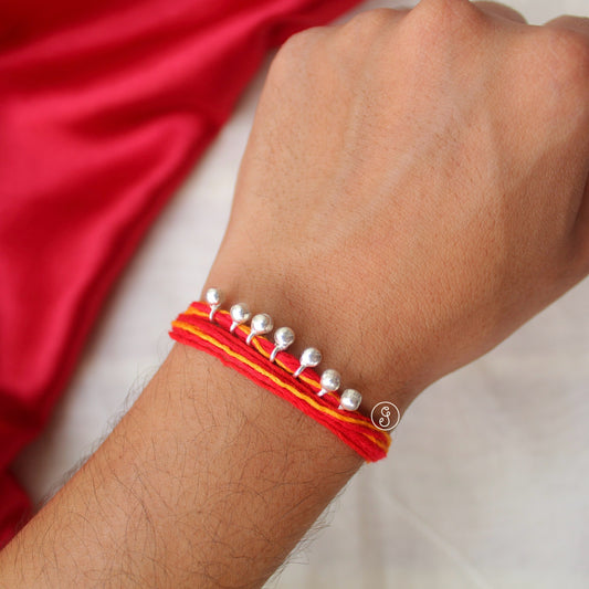 7 Pure Silver Ghungroo Raksha-Sutra Rakhi