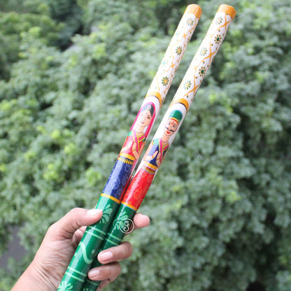 Wooden Dandiya Sticks Coated With Printed Design