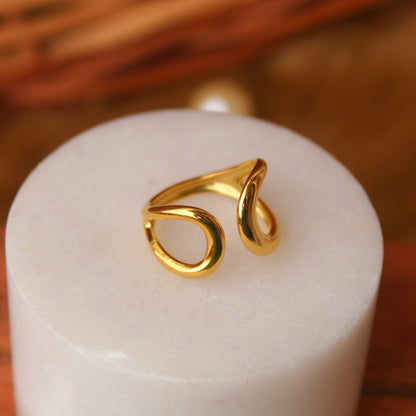 Pretty Golden Anti-Tarnish SS Adjustable Ring