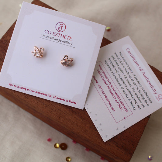 92.5 Pure Silver Rose Gold Toned Studs