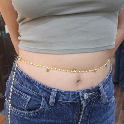 Gold-Tone Coin Waist Chain/Adjustable Belly Chain
