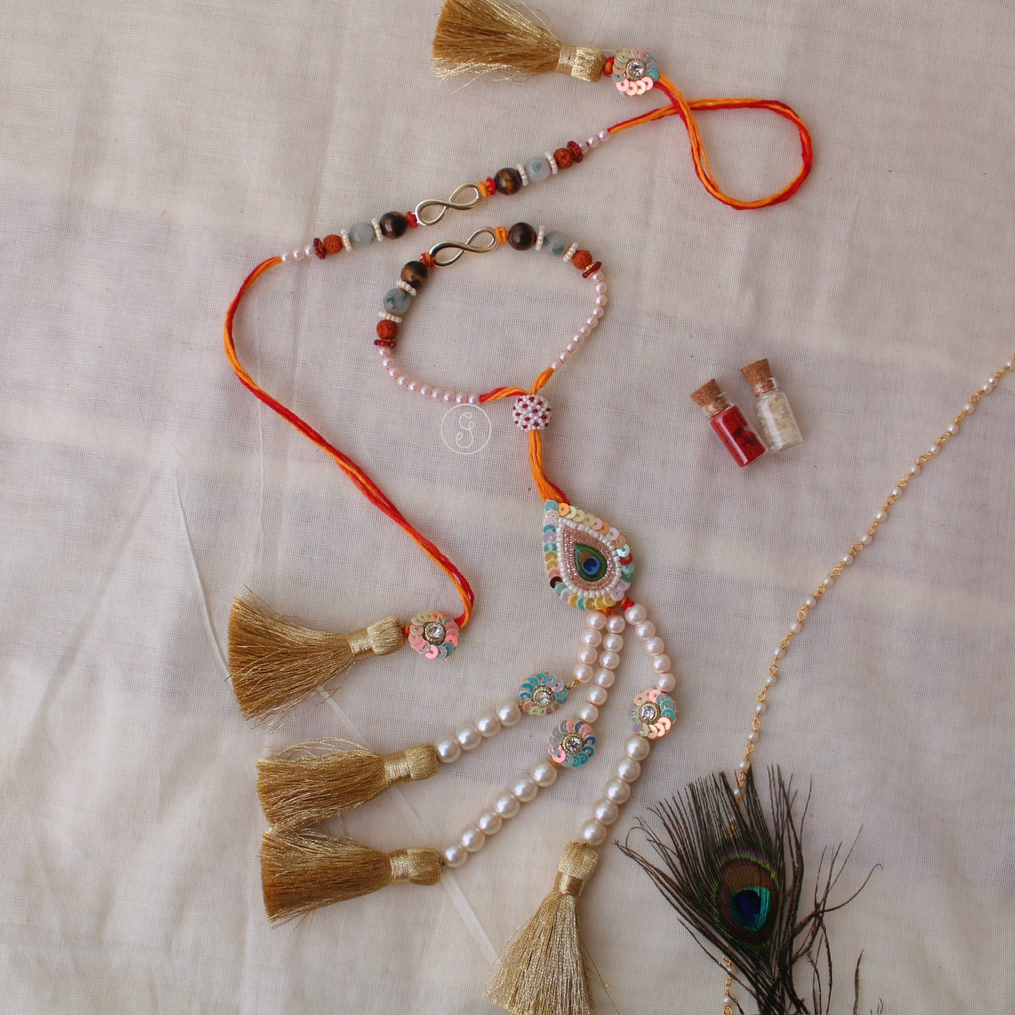 Classic Indo-Western Rakhi Pair For Bhai-Bhabhi