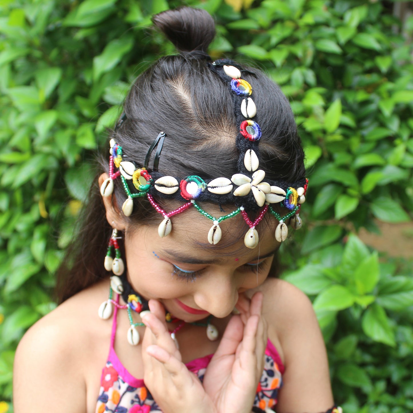 Black Shells & Mirror Work Necklace Combo Set