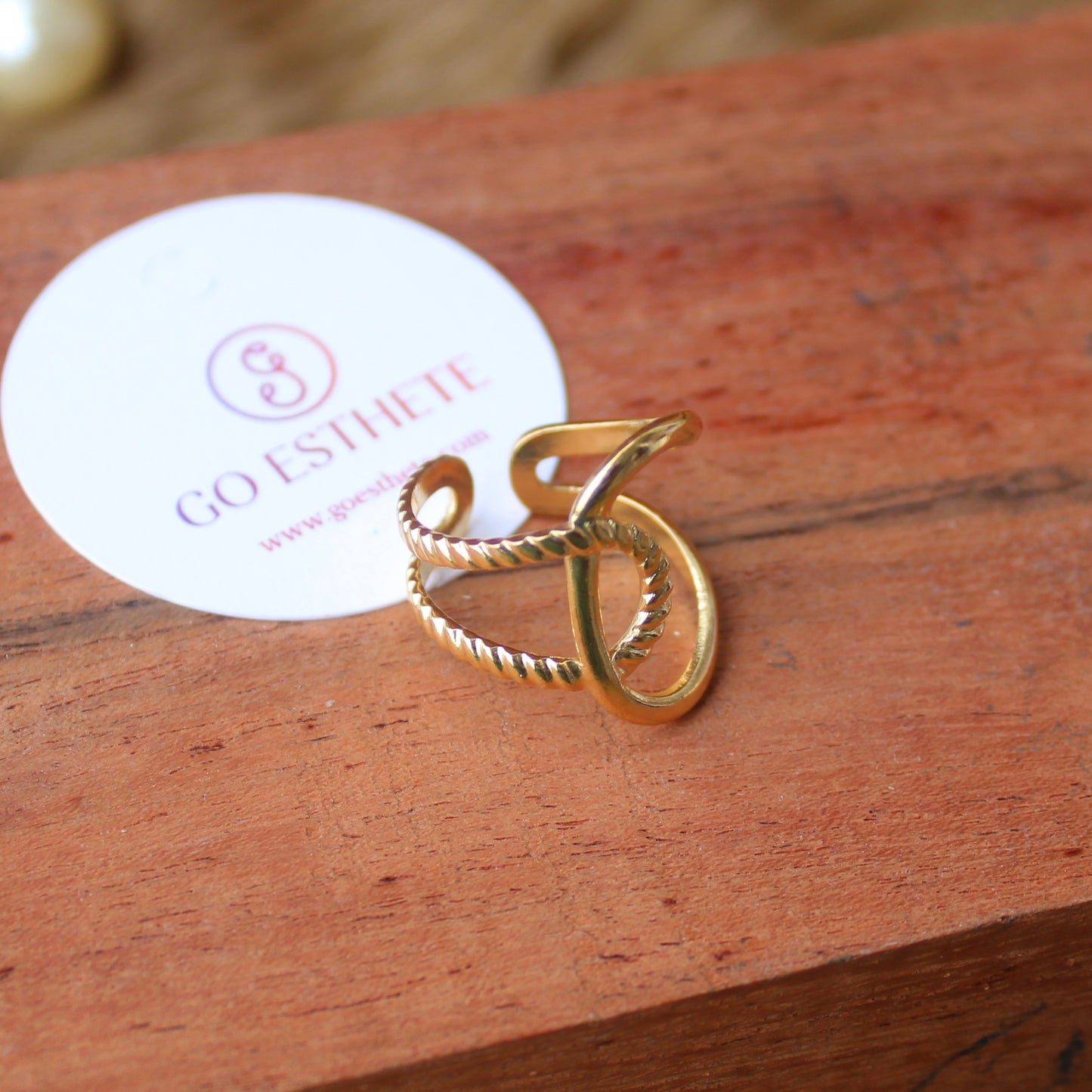 Golden Anti-Tarnish Statement Adjustable Ring