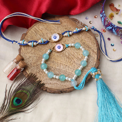 Evil Eye Couple Rakhi for Bhai & Bhabhi