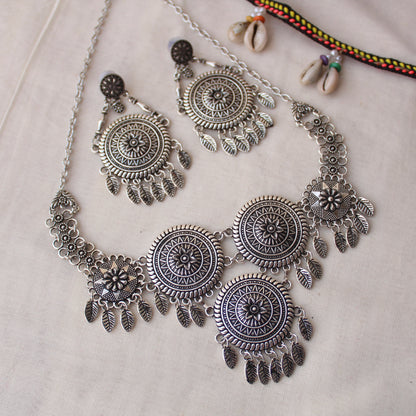 Stunning Design Oxidised Silver Necklace Set