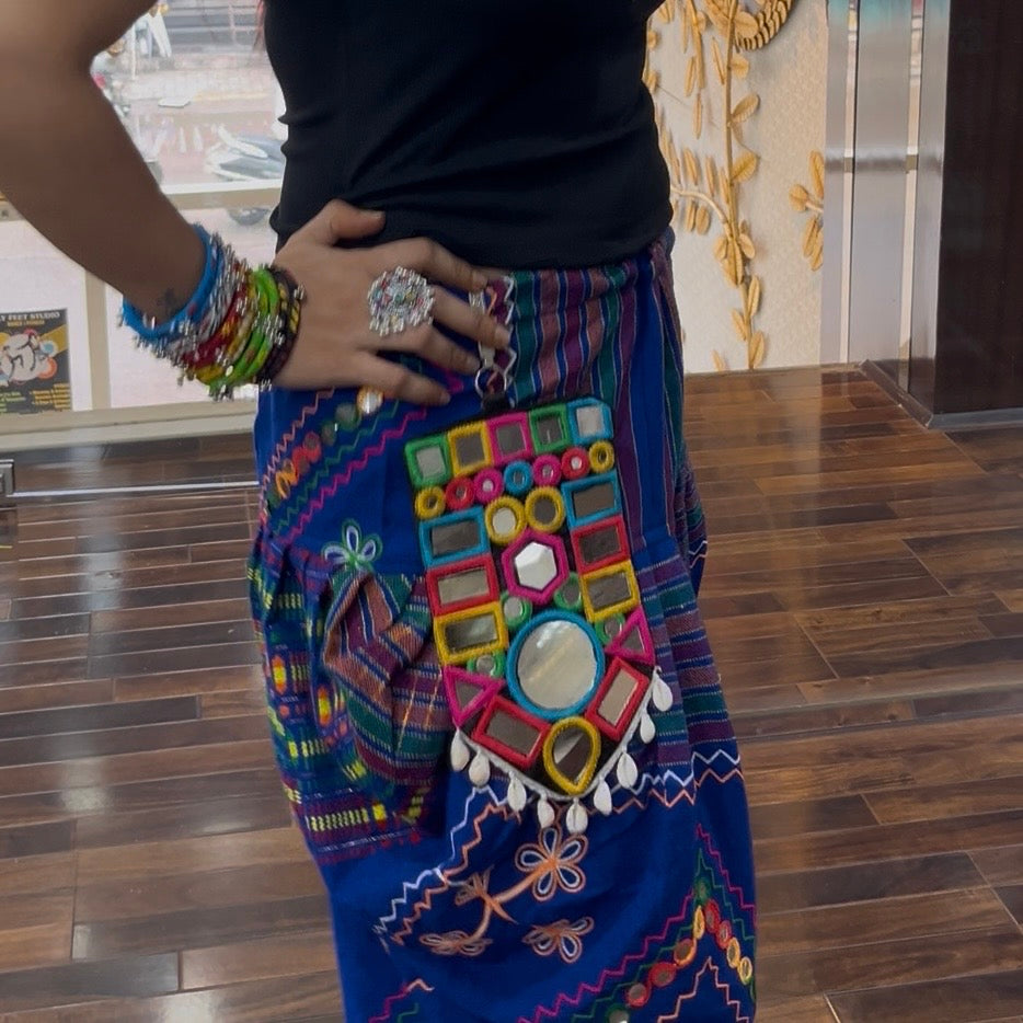Multicolor Mirror Work Waist Purse
