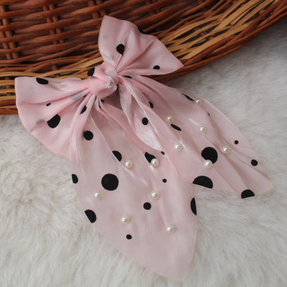 (Set of 5) Pretty Satin Bows With Pearls Work