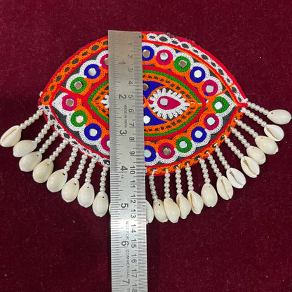 Colourful Gamthi Patch With Shells Work