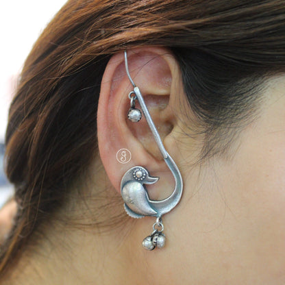 Amazing Pair of Oxidised Silver Ear-cuff Earrings