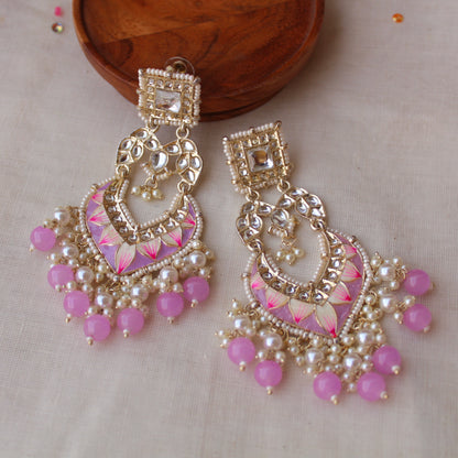 Lavender Long Chandbali Earrings