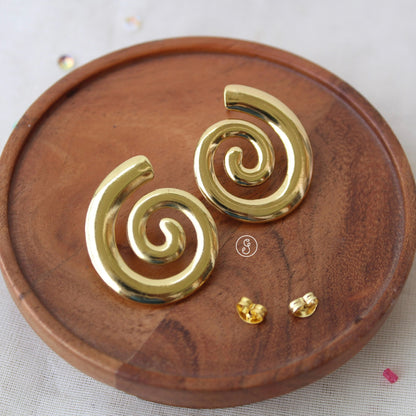 Golden Spiral Design Anti-Tarnish Earrings