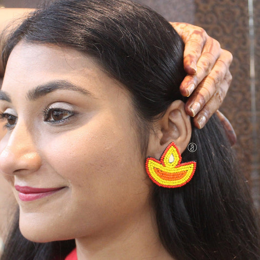 Divine Deepak Design Beaded Earrings