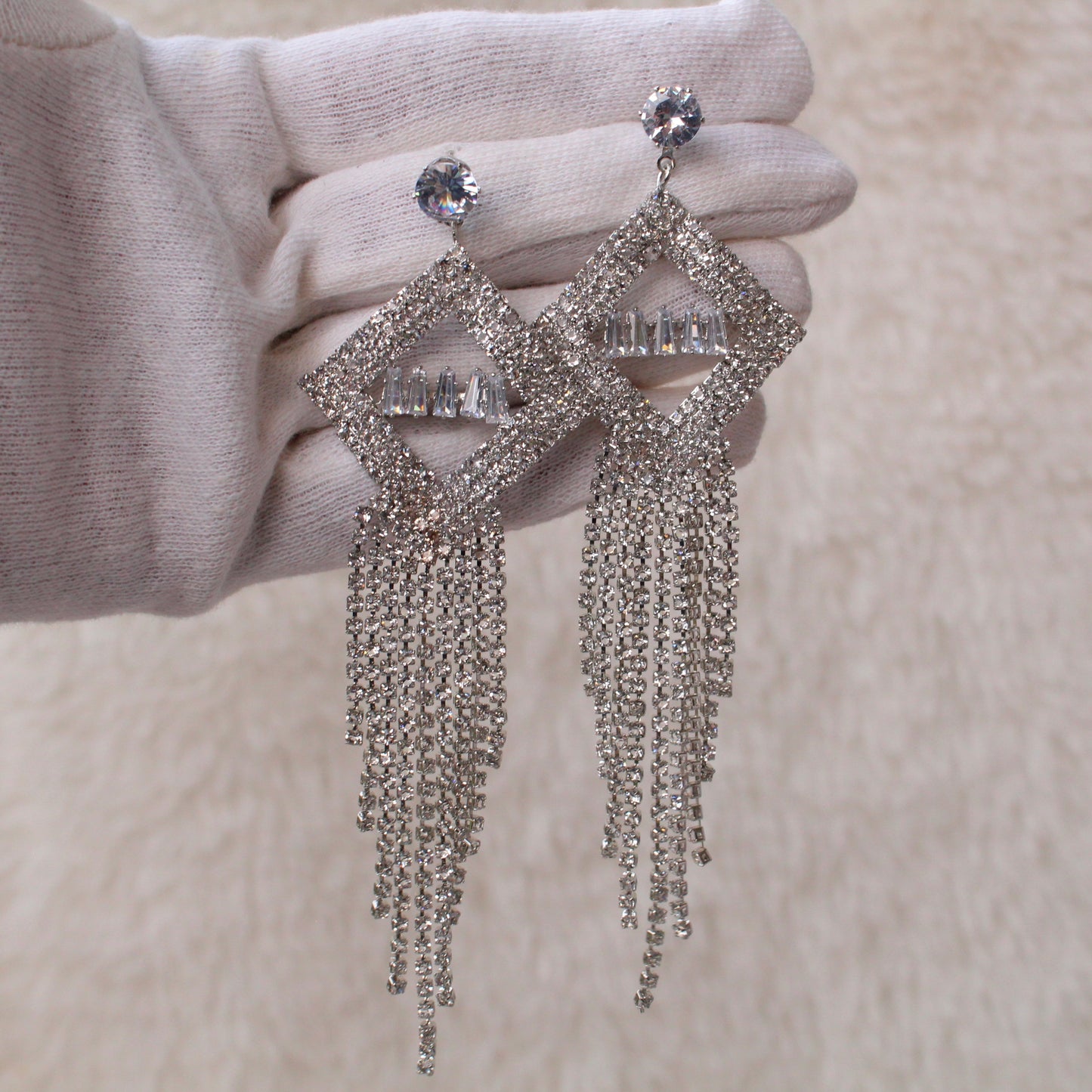 Silver Diamonds Long Yet Lightweight Earrings