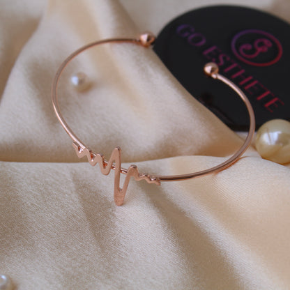 Rose Gold Heartbeat Design Bracelet