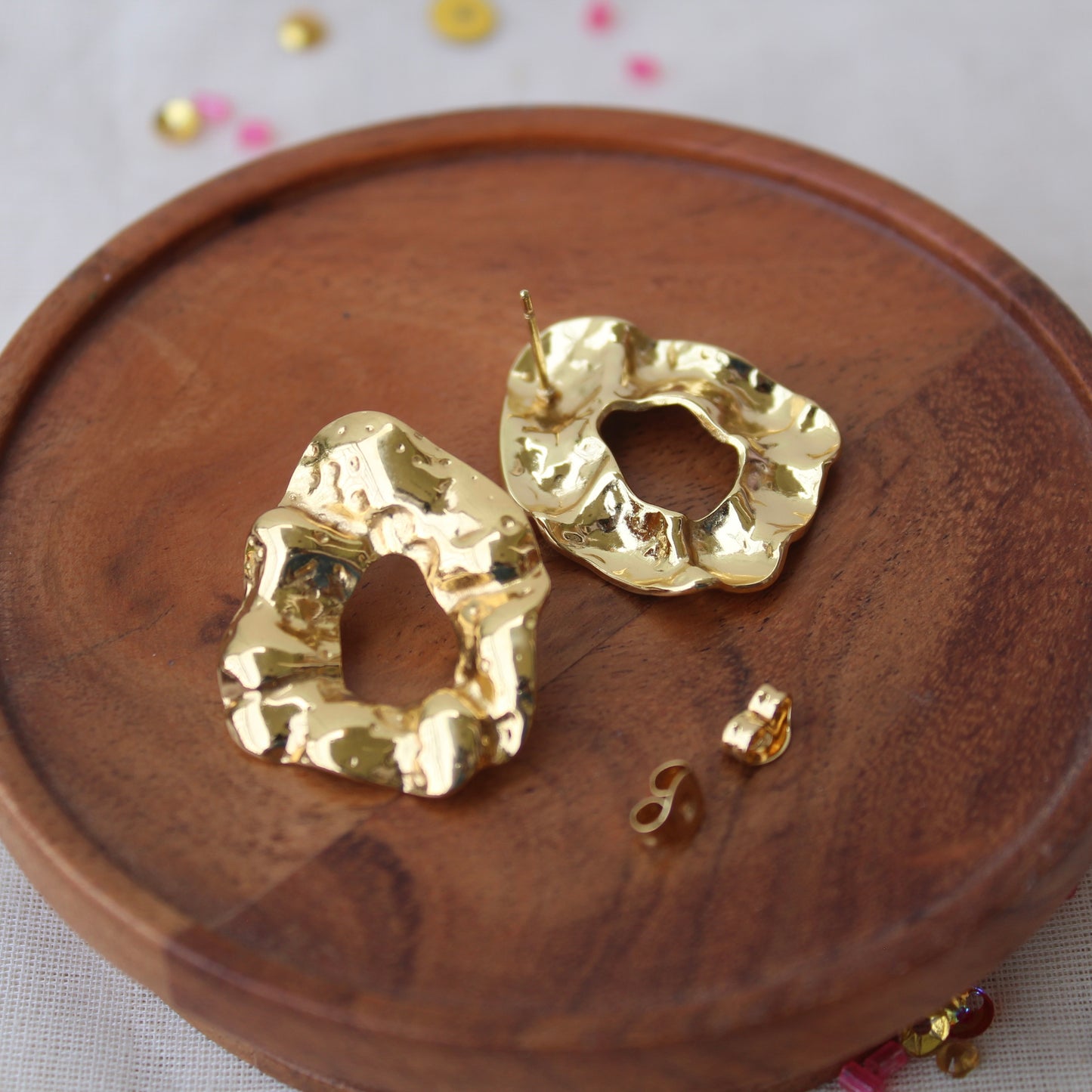 Golden Abstract Design Anti-Tarnish Studs