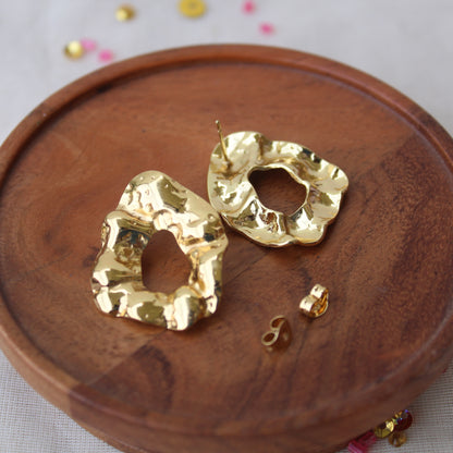 Golden Abstract Design Anti-Tarnish Studs