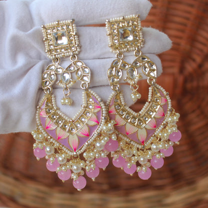 Lavender Long Chandbali Earrings