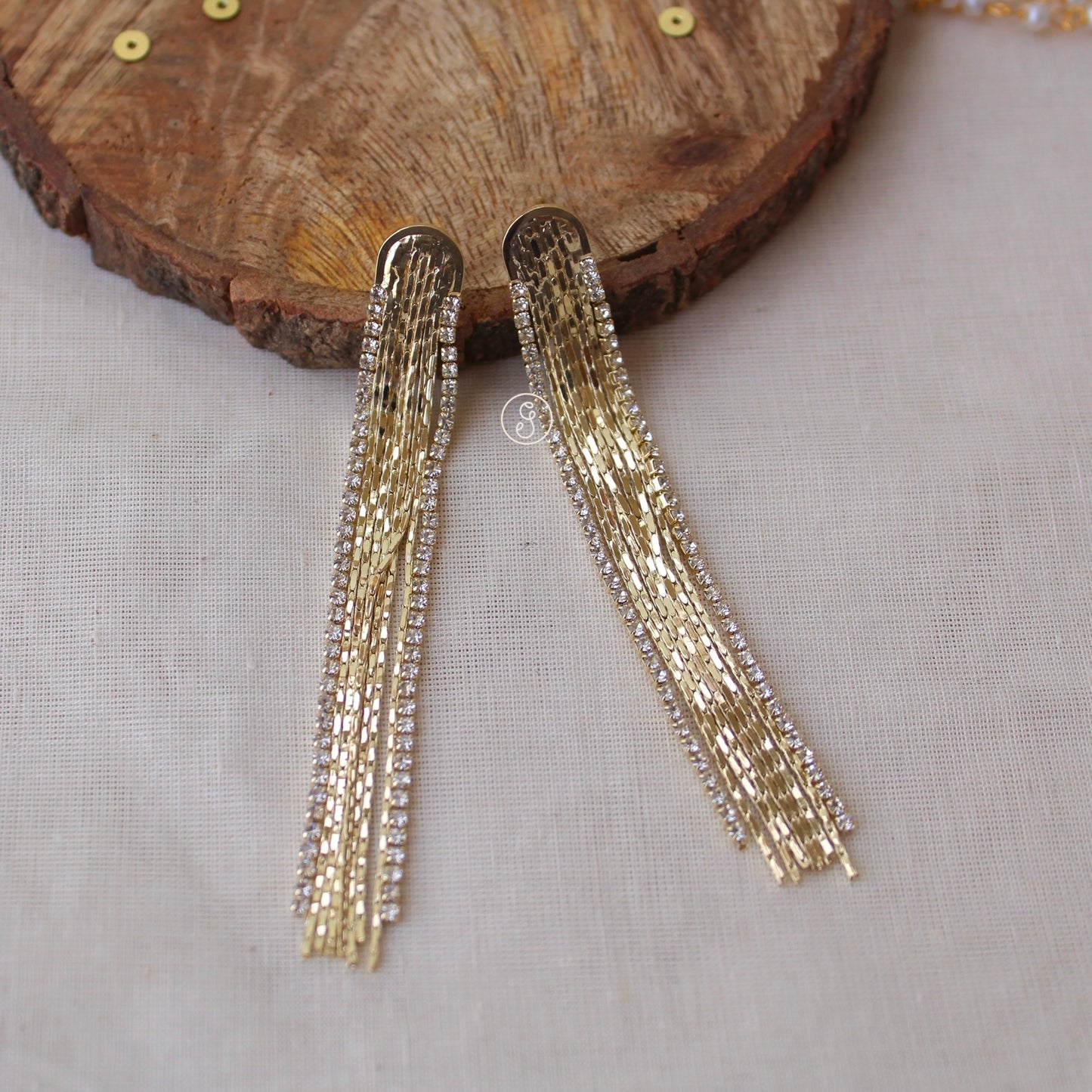 Fabulous Golden Long Statement Earrings