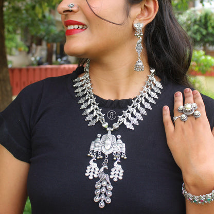 Lord Tirupati Balaji Motif Oxidised Necklace Set