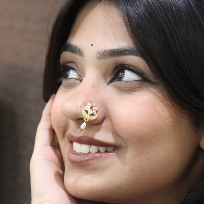 Delicate Kundan Press-On Nose Pin (Non-Pierced Nath)