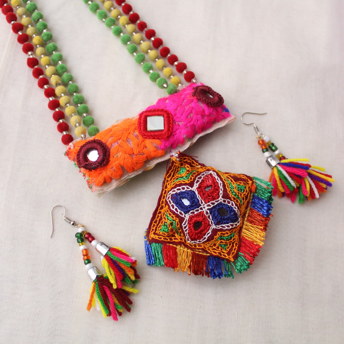 Handcrafted Multicolour Long Necklace Set