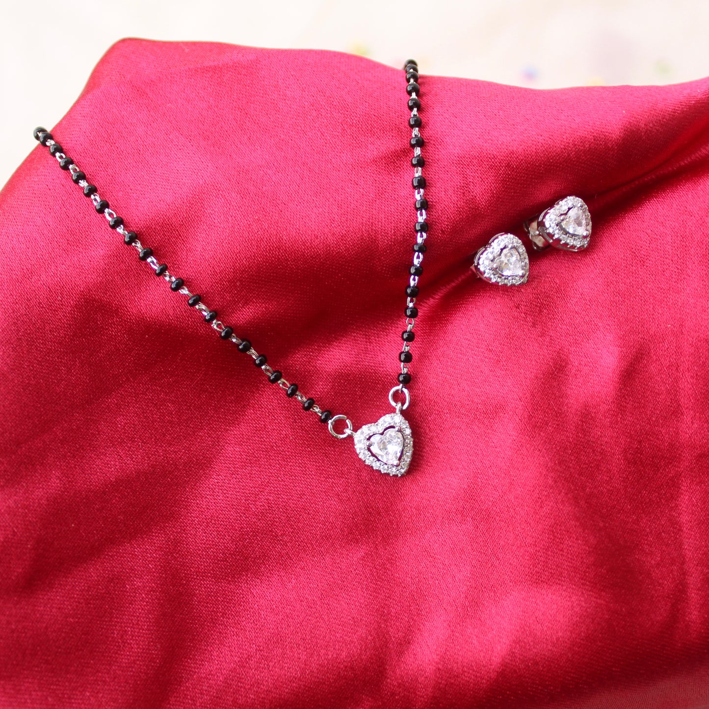 92.5 Pure Silver Mangalsutra With Studs