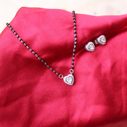 92.5 Pure Silver Mangalsutra With Studs