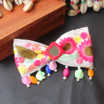 Wonderful Flower Embroidered Bow Clip