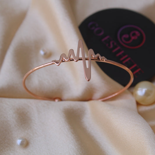 Rose Gold Heartbeat Design Bracelet