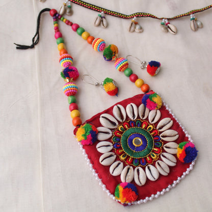 Traditional Necklace With Shells & Pompom Work