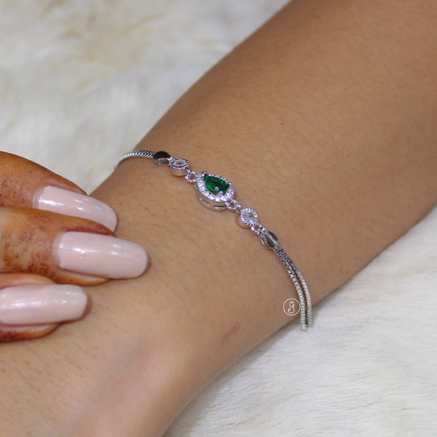 Emerald Drop 92.5 Sterling Silver Bracelet